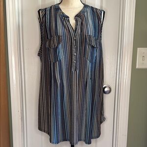 Striped Sleeveless Top - Blue and Black